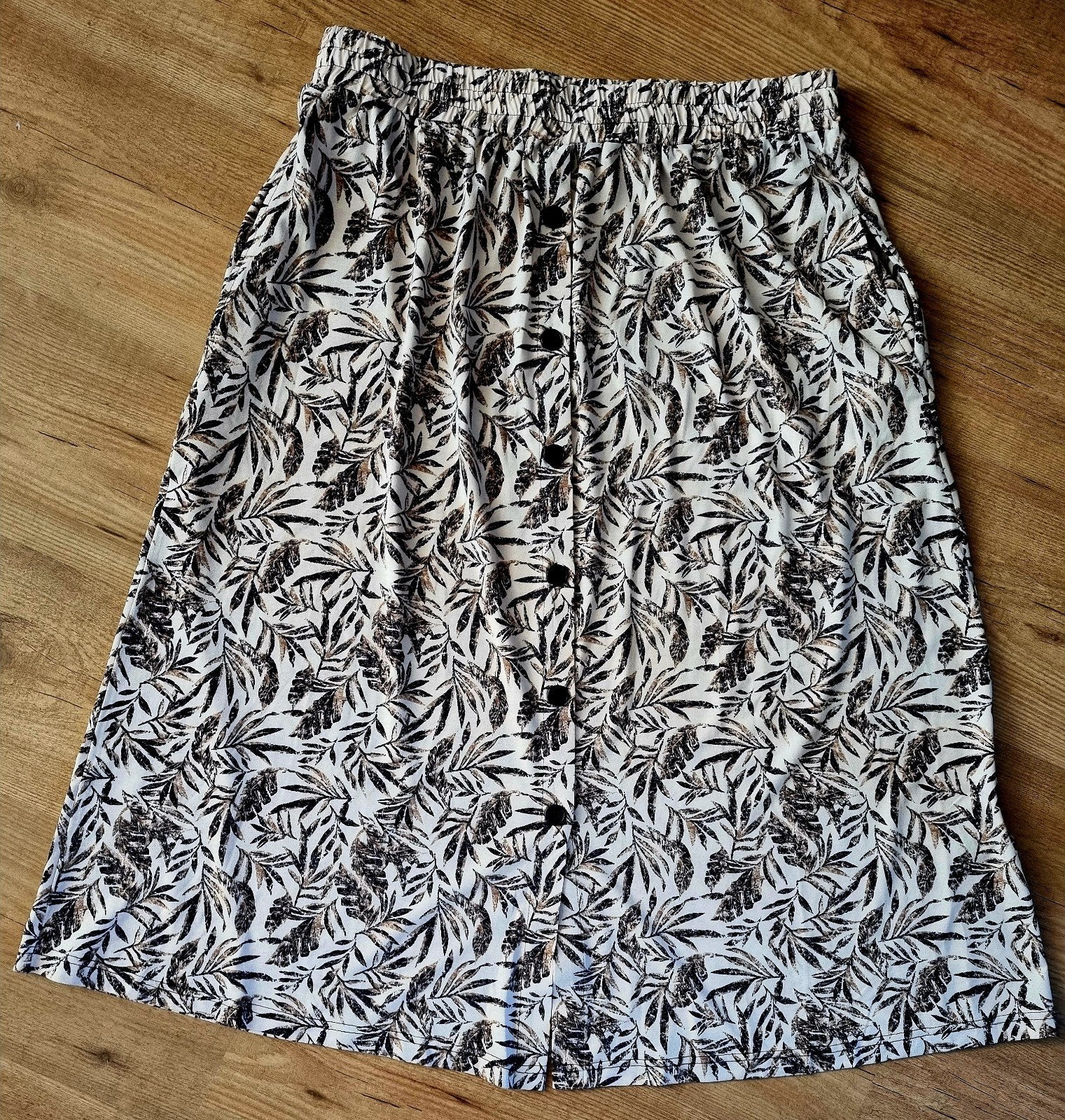 Exxcellent rok met bladprint en knoopjes, maat 44 (3), Kleding | Dames, Beige, Maat 46/48 (XL) of groter, Ophalen of Verzenden