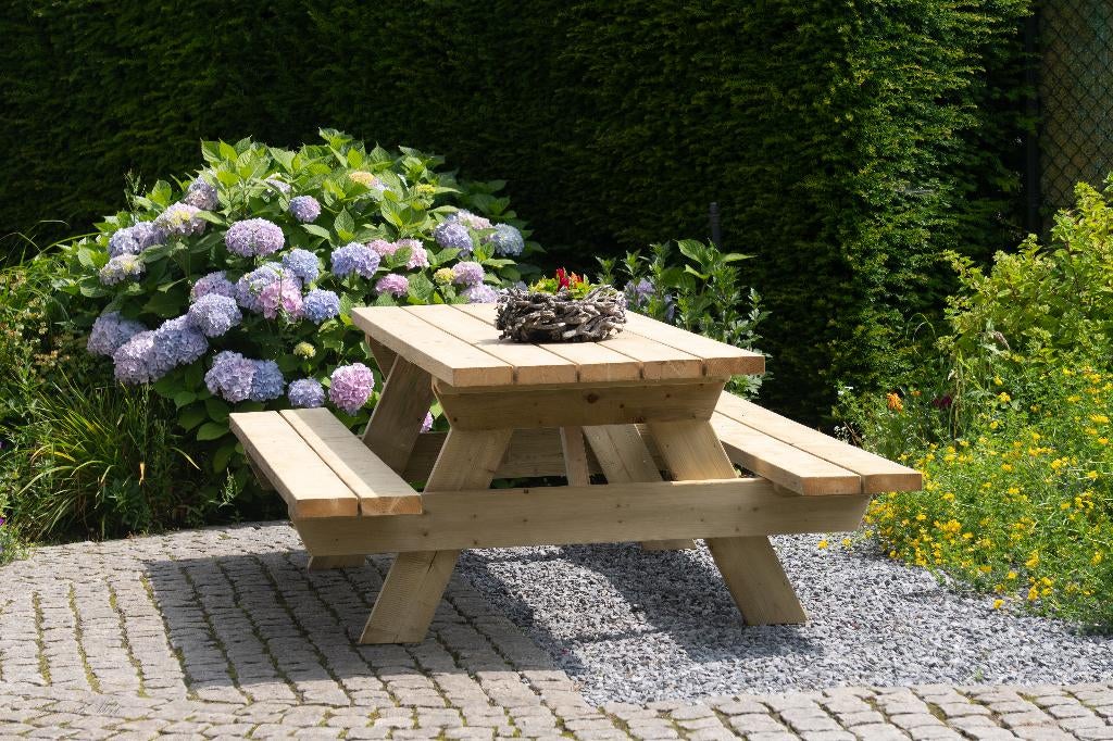 Picknickbank picknicktafel, Tuin en Terras, Ophalen, Nieuw, Rechthoekig, Hout