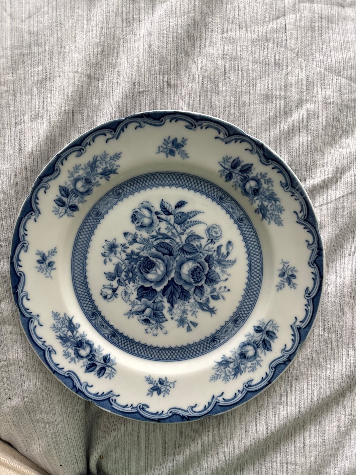 3x Blue Rose Fine China Borden met Blauw Bloemmotief, Ophalen