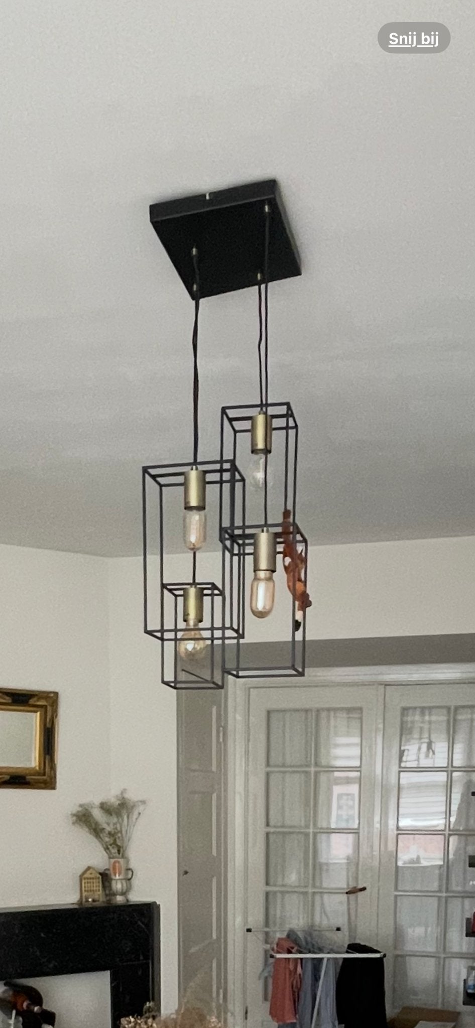 Industriële Zwarte Plafondlamp, Huis en Inrichting, Ophalen, Gebruikt, Zwart, E27 (groot)
