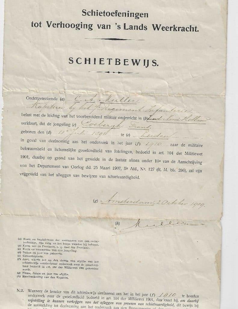 document 1909, Ophalen, Nederland, Miniatuur of Beeldje