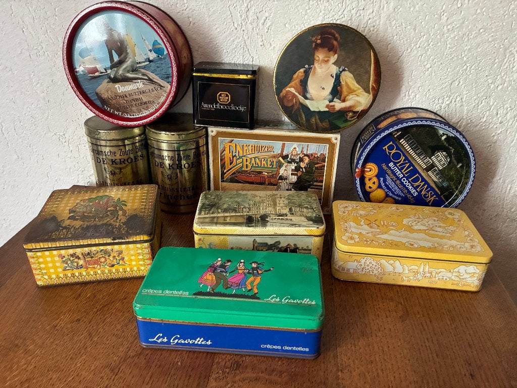 Vintage blikken koek koekjes koekblik, Ophalen of Verzenden, Gebruikt, Koek(jes)