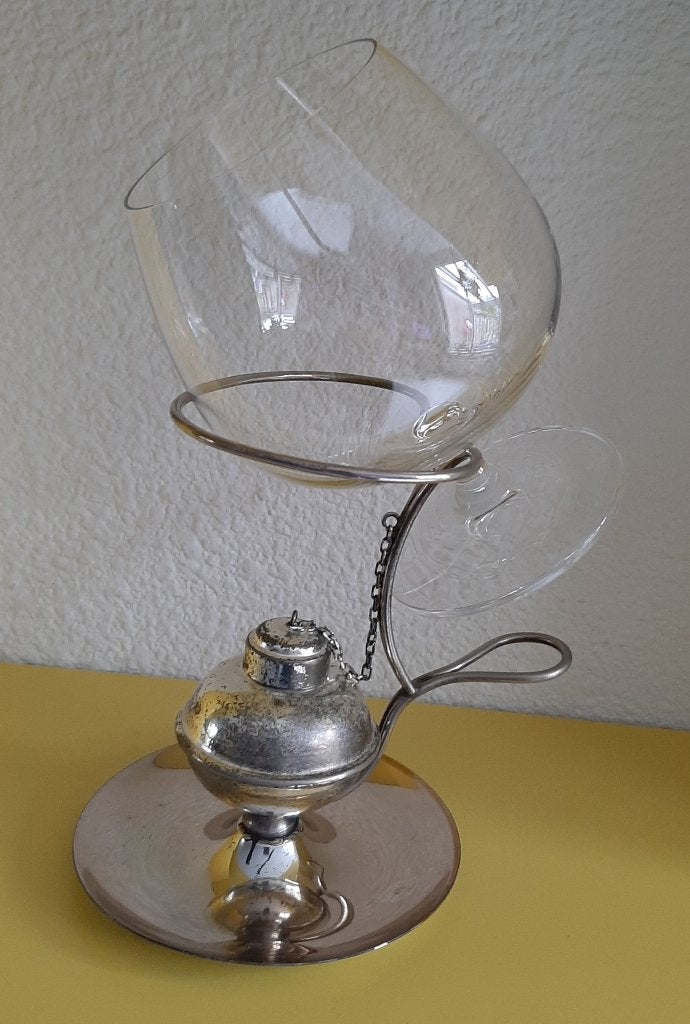 cognac verwarmer ( verzilverd ) met cognacglas, Ophalen, Gebruikt, Overige typen