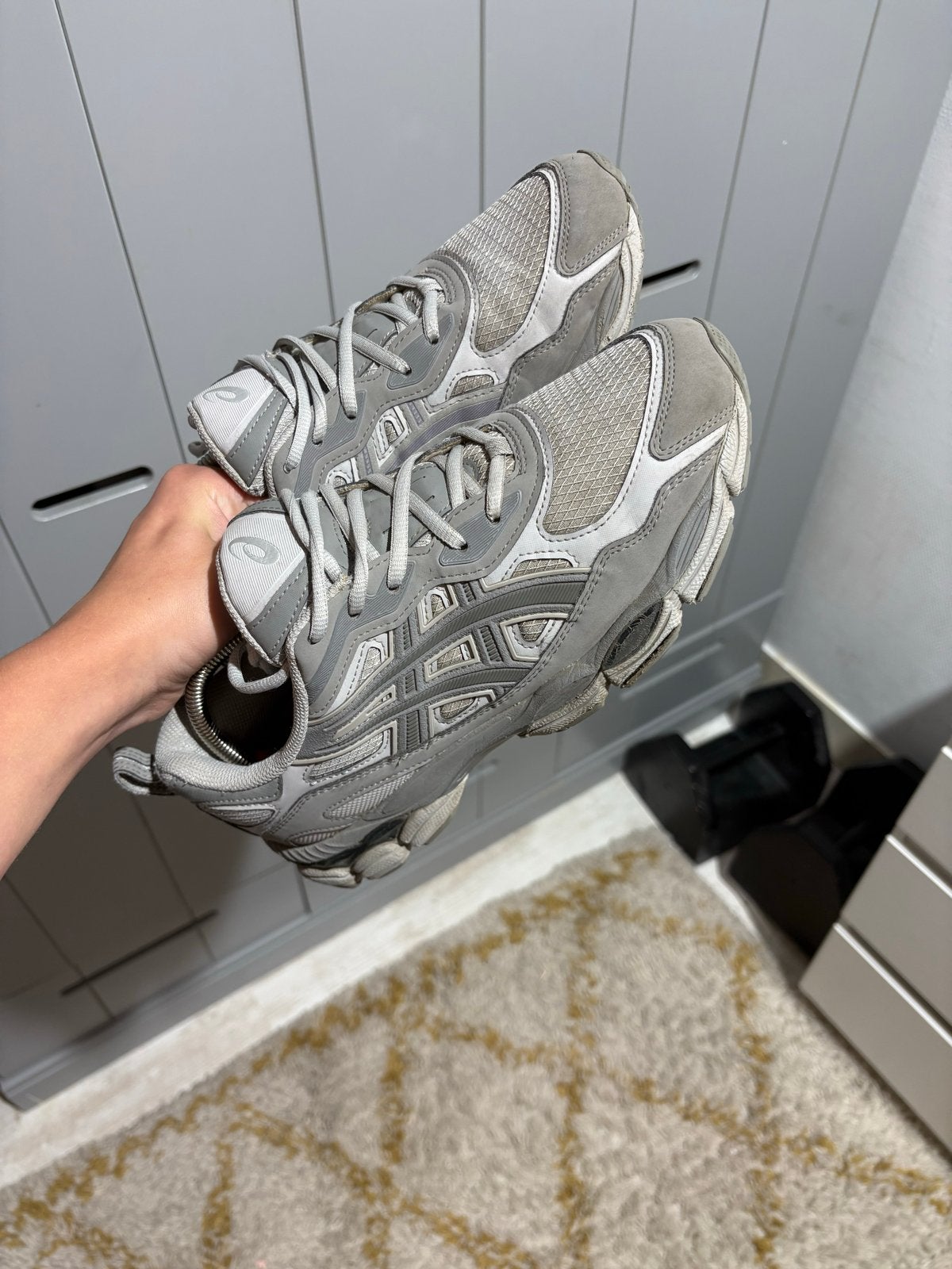 ASICS Gel NYC cement grey, Ophalen of Verzenden, Gedragen, Overige kleuren, Sneakers of Gympen