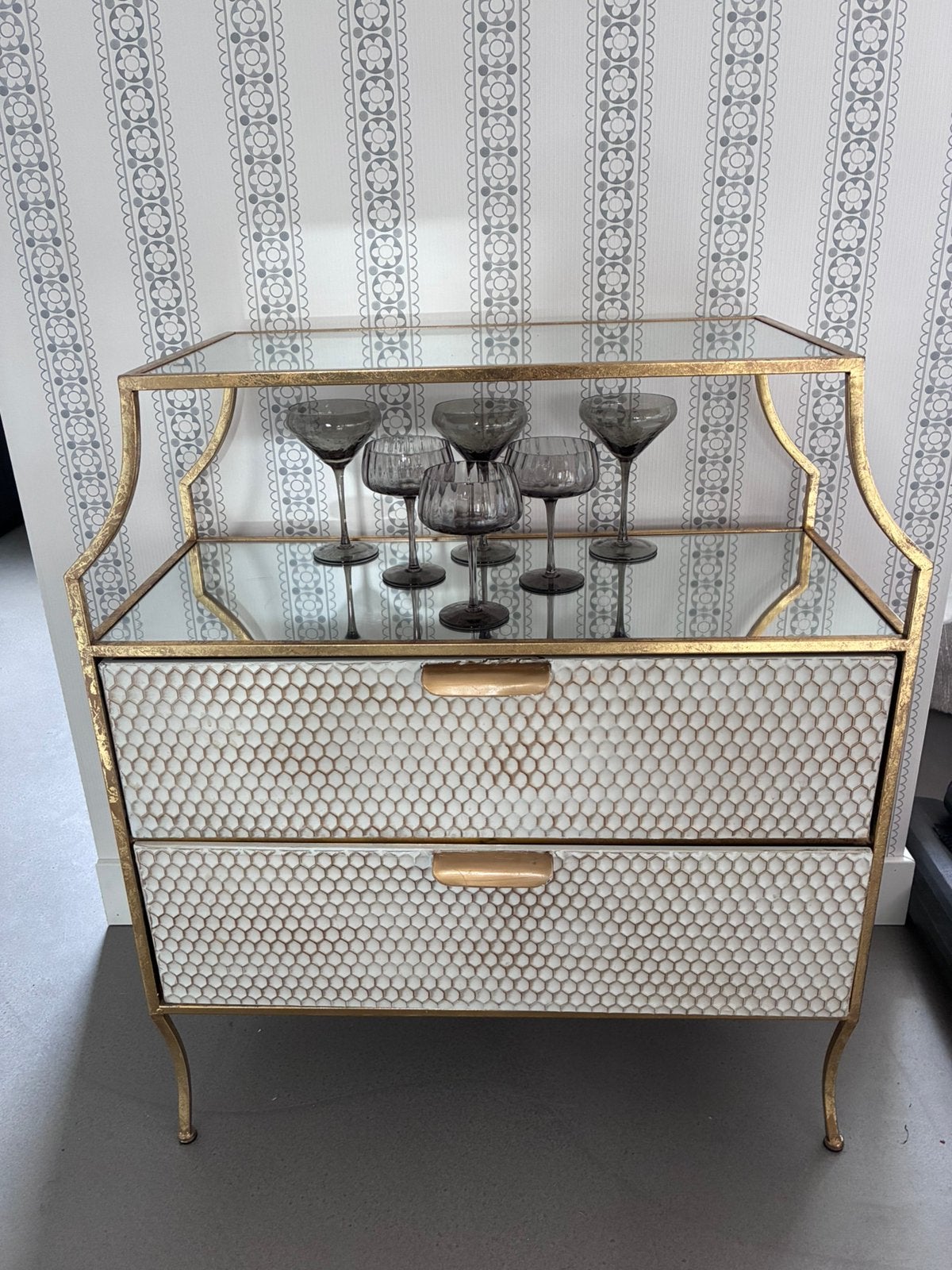 Vintage kastje goud glas, Ophalen