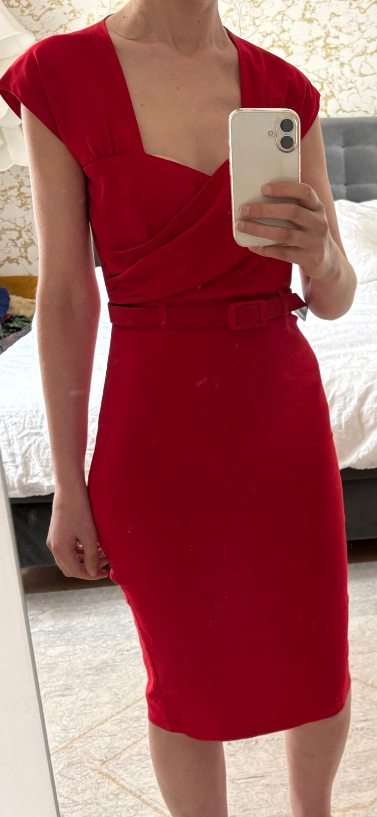Rode pencil /bodycon dress/jurk Collectif London maat M/38, Kleding | Dames, Jurken, Maat 38/40 (M), Ophalen of Verzenden, Zo goed als nieuw