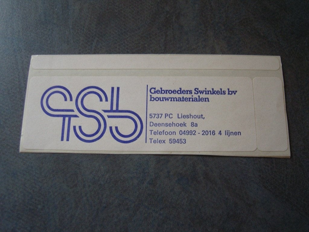 sticker logo gebroerders swinkels bouwmaterialen lieshout, Verzamelen, Ophalen, Zo goed als nieuw