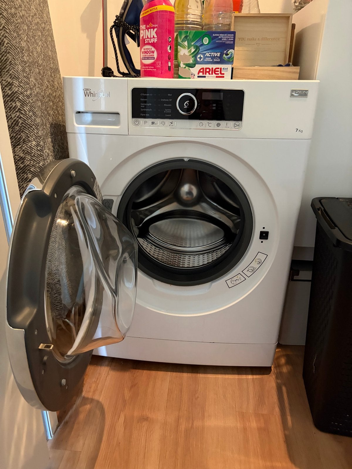 Whirlpool wasmachine 7kg, Ophalen, Zo goed als nieuw, Voorlader, 85 tot 90 cm