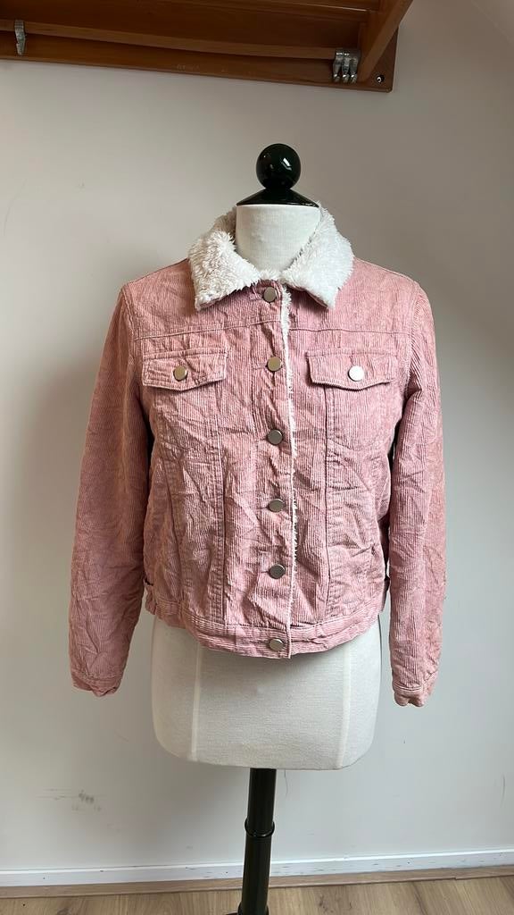 Roze licht gevoerd ribjack met teddy voering, Ophalen of Verzenden, Gedragen, Maat 38/40 (M), Roze