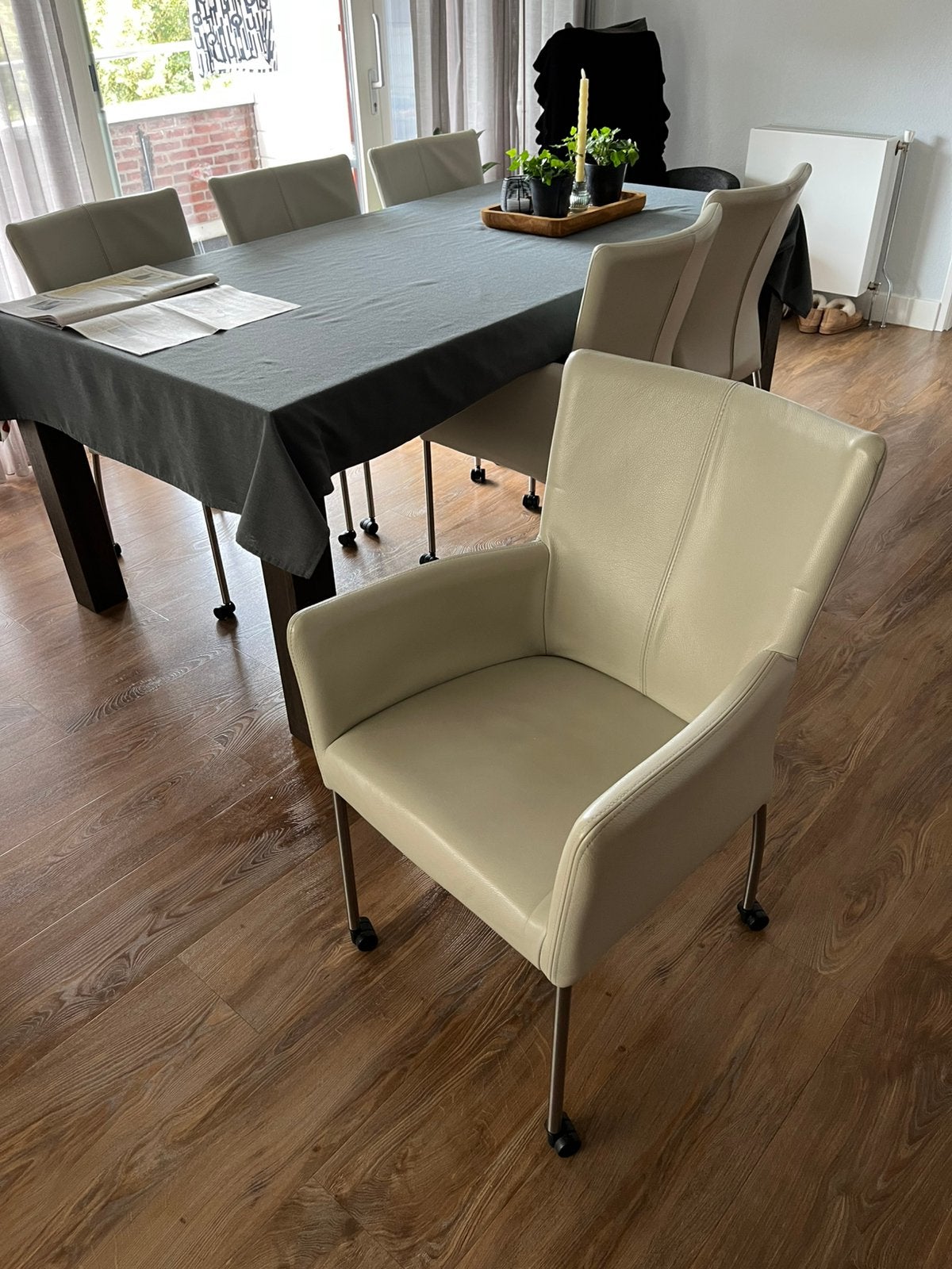 Eetkamer stoelen 6 stuks, Huis en Inrichting, Complete eetkamers, Ophalen, Gebruikt, Wit, 6 tot 8 stoelen