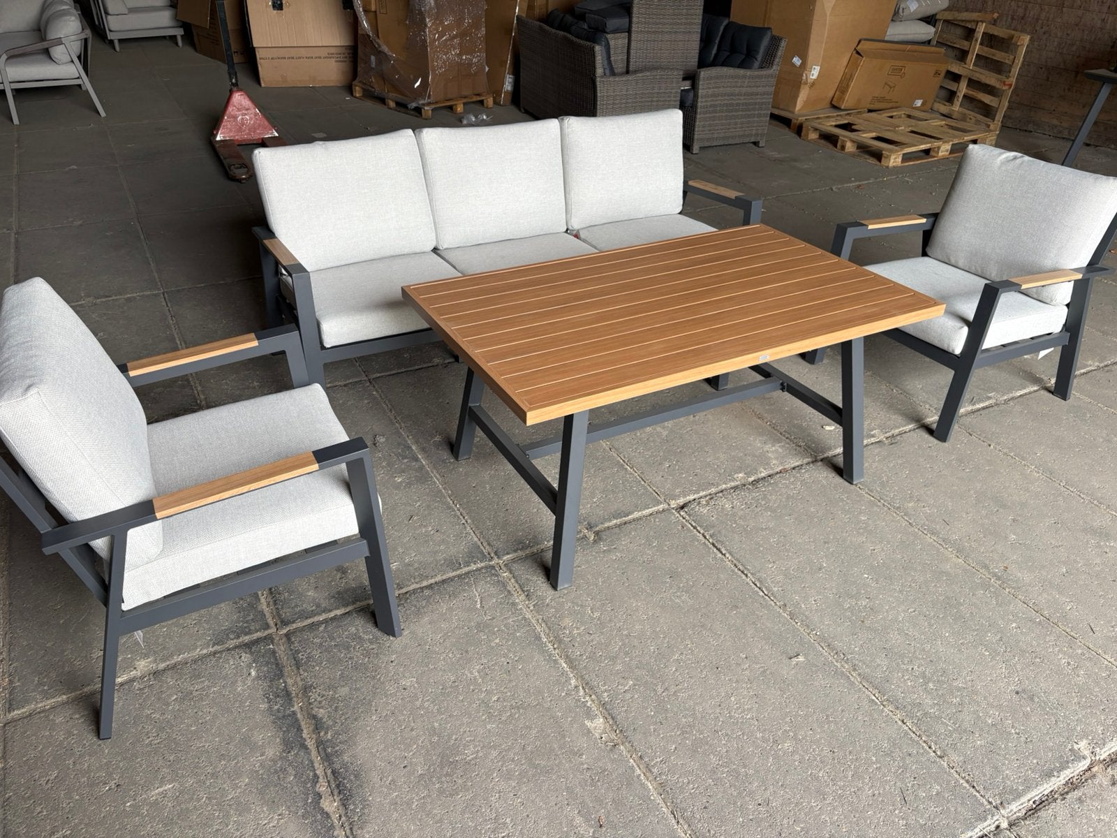 Mooie aluminium tuinset (ALS NIEUW), Ophalen, 5 zitplaatsen, Bank, Aluminium