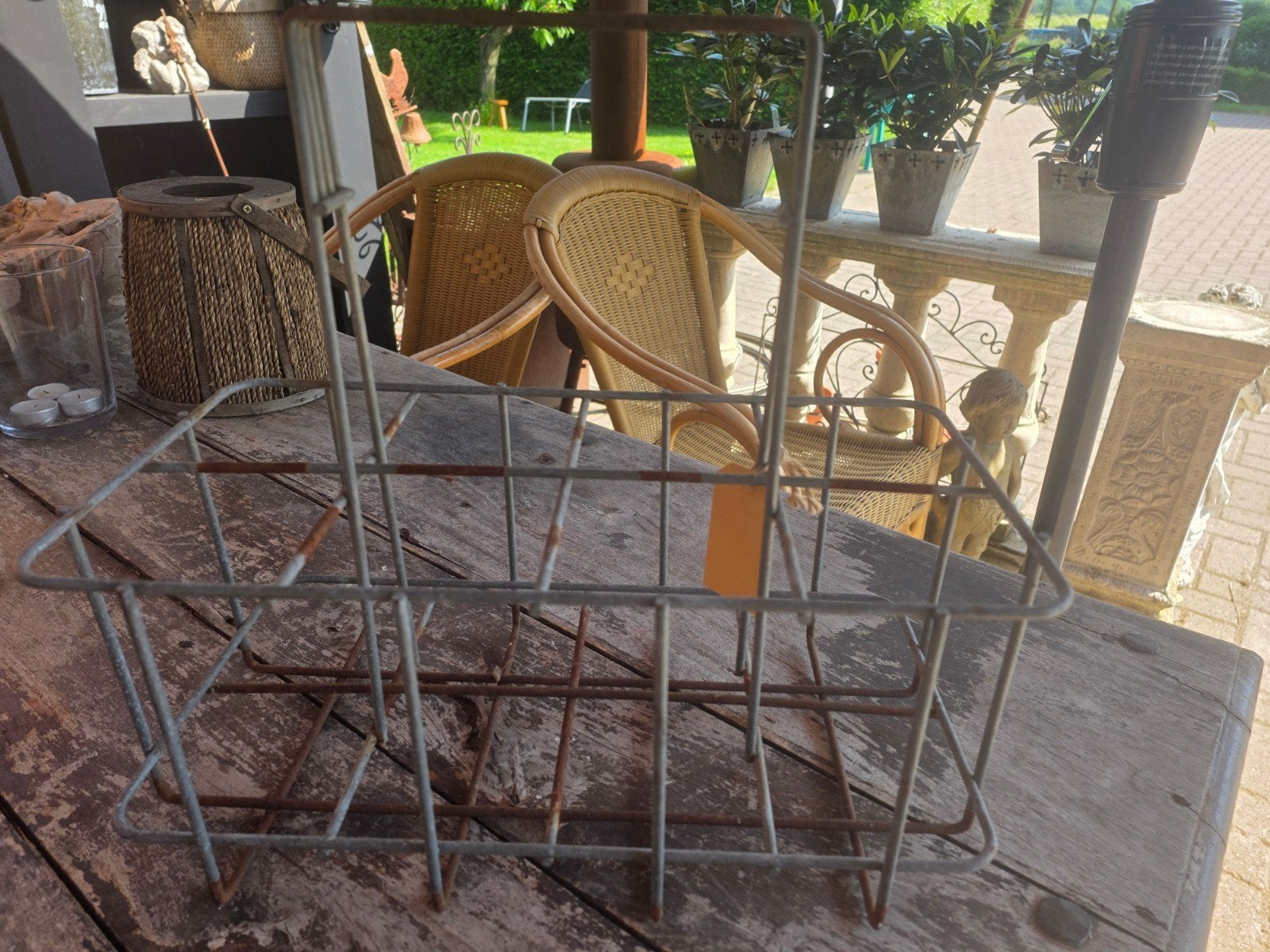 Franse brocante flessenrek, Ophalen of Verzenden, Hout, Minder dan 50 cm, Minder dan 5 flessen