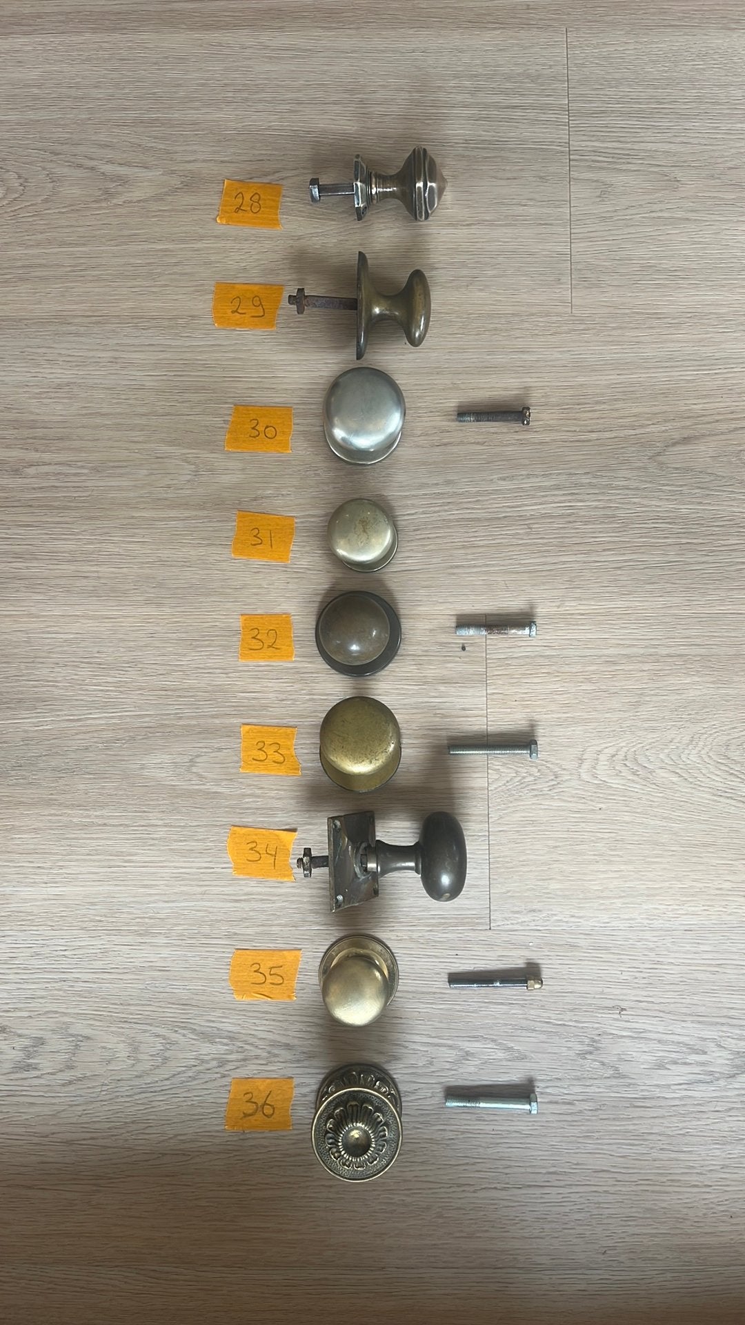 Deurknop nr28t/m36 ANTIEK Voordeurknop messing voordeur knop, Ophalen of Verzenden