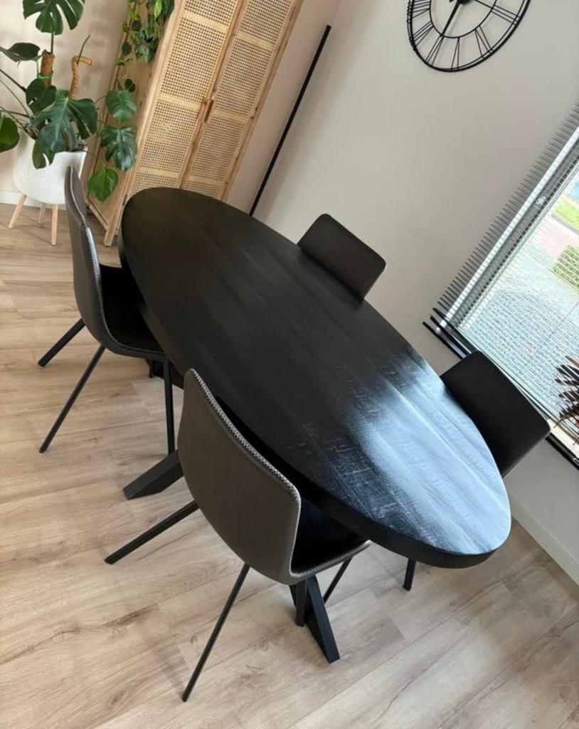 Mangohouten ovale eettafel, Huis en Inrichting, Tafels | Eettafels, Ophalen, 100 tot 150 cm, 200 cm of meer, Zo goed als nieuw