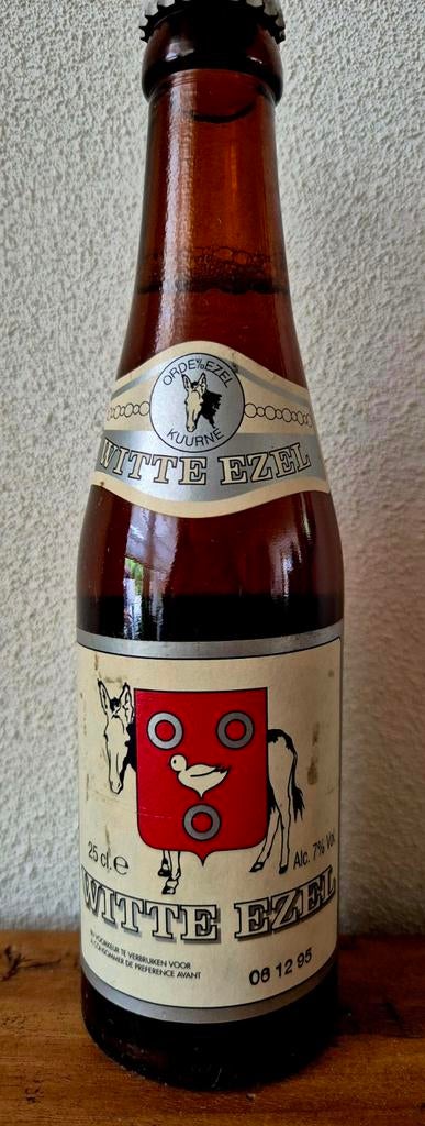 Fles Witte Ezel bier 1995 KUURNE BAVIK HOVE 25 cl. Verzamel, Ophalen of Verzenden, Zo goed als nieuw, Flesje(s), Overige merken