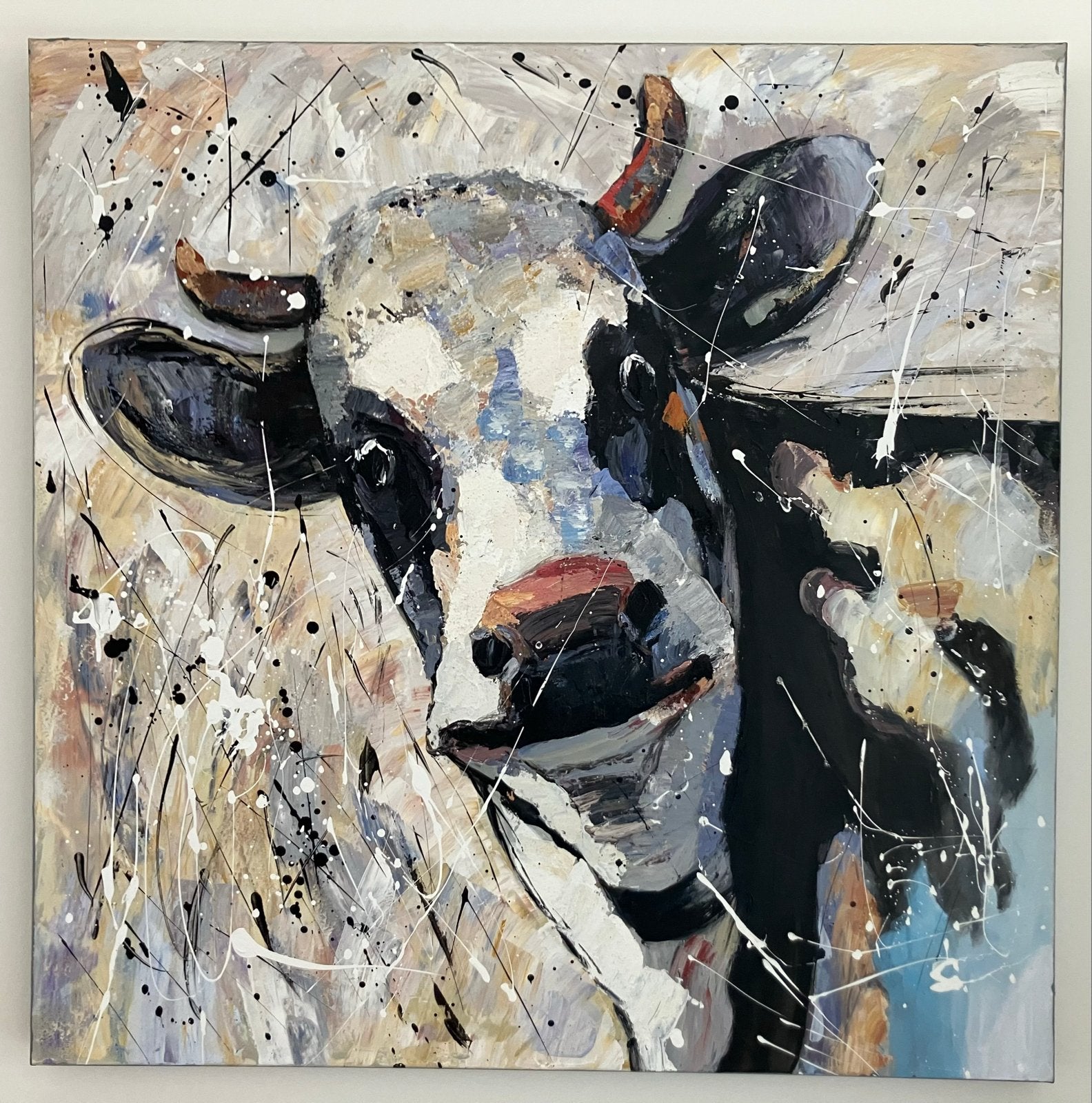 Koe olieverf schilderij, Ophalen, Dieren, Handgeschilderd, Olieverf