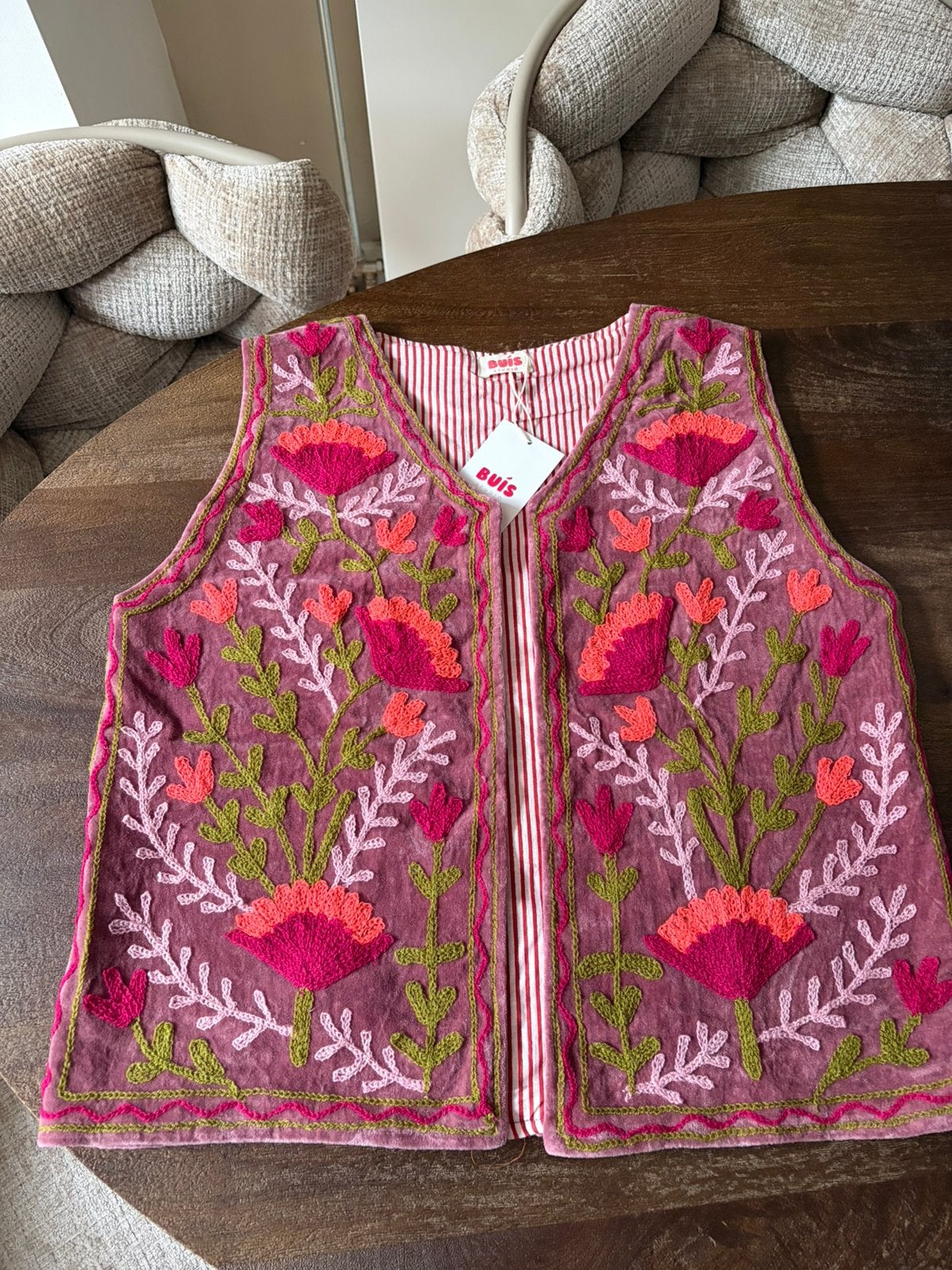 Bohemian Gilet Geborduurd Roze Ibiza, Ophalen of Verzenden, Nieuw