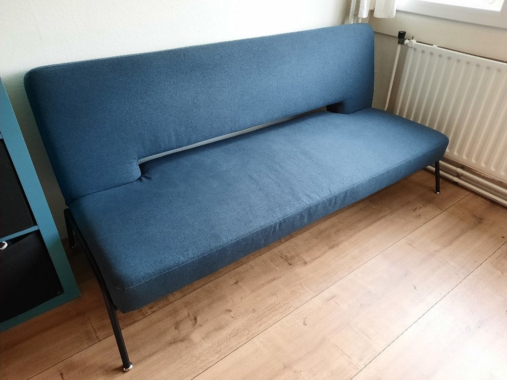 Slaapbank, Ophalen, Gebruikt, Blauw, Tweepersoons