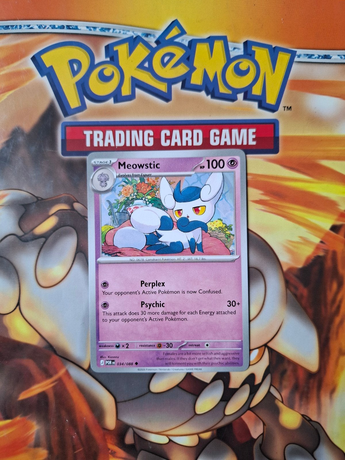 Meowstic 034/088 Perfect order pokemon kaart nm, Ophalen of Verzenden, Zo goed als nieuw, Losse kaart