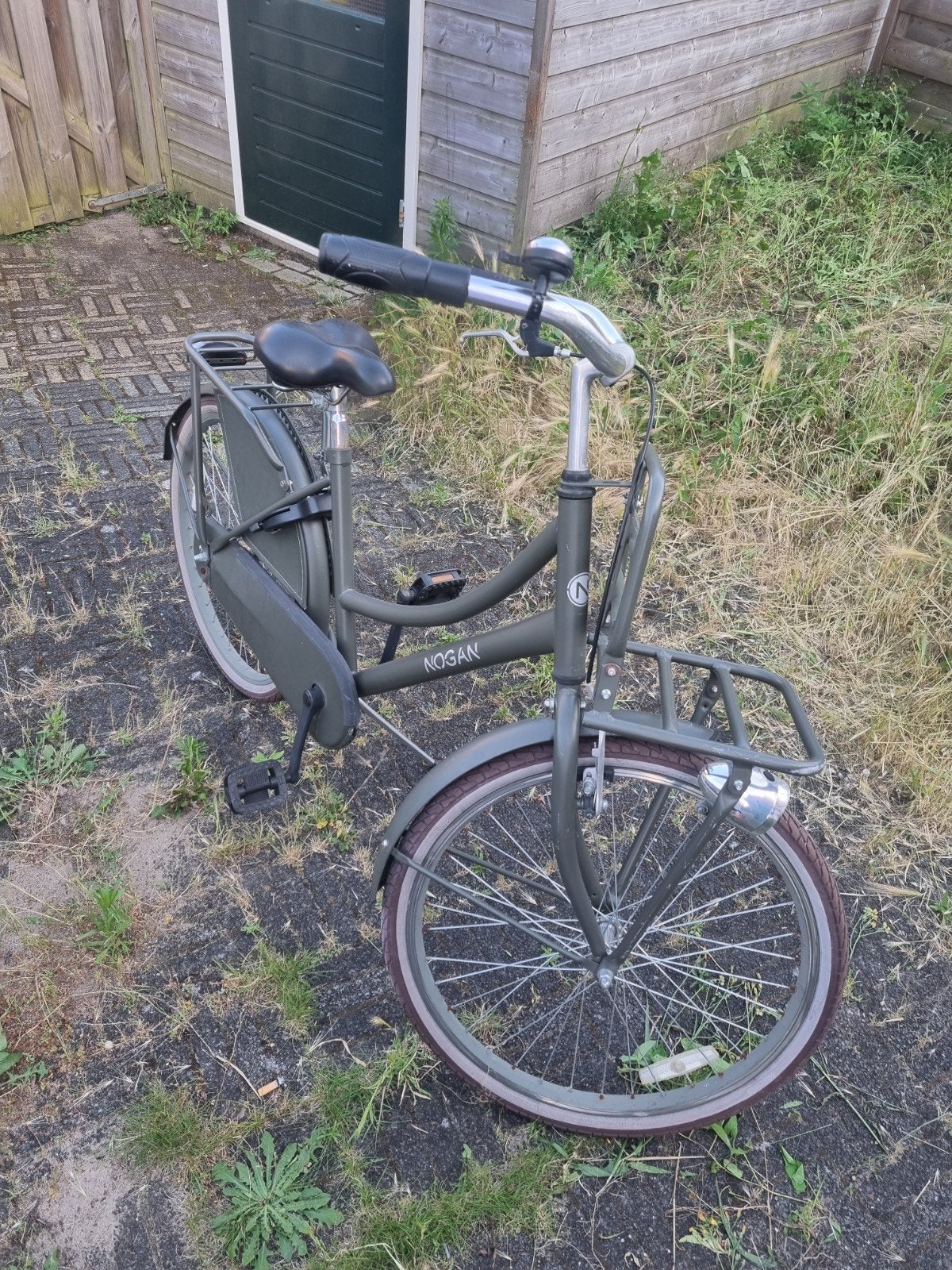 Nogan kinderfiets met voordrager, Ophalen, 20 inch of meer, Gebruikt, Velgrem