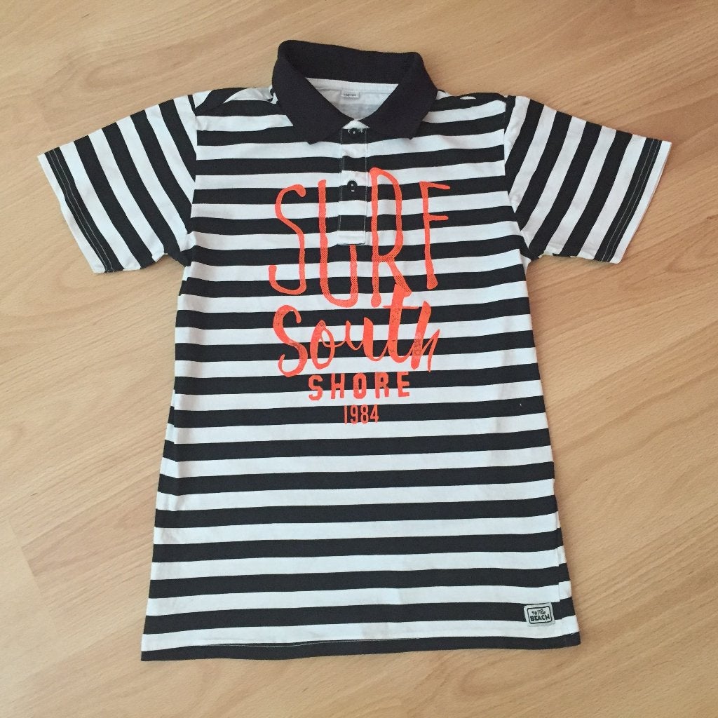 Gestreepte polo met 'Surf South Shore' mt 158 - 164 ZEEMAN, Kinderen en Baby's, Kinderkleding | Maat 158, Zeeman, Ophalen of Verzenden