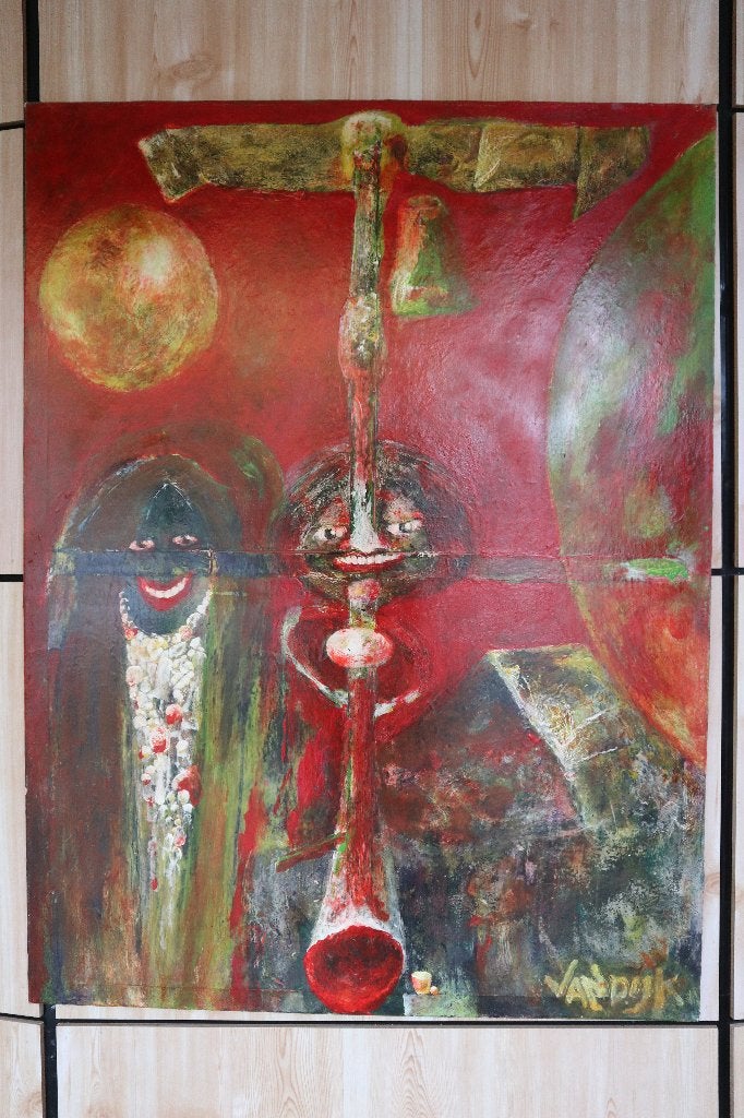 Schilderij 'Verschillende culturen' (2014), Ophalen, Textiel, 3D-effect, Acrylverf