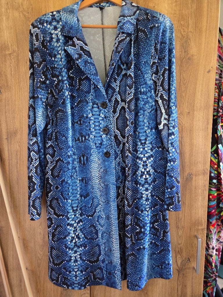 Te koop.blazer met tijgerprint blauw van Yoek, Yoek, Blauw, Maat 46/48 (XL) of groter, Ophalen of Verzenden