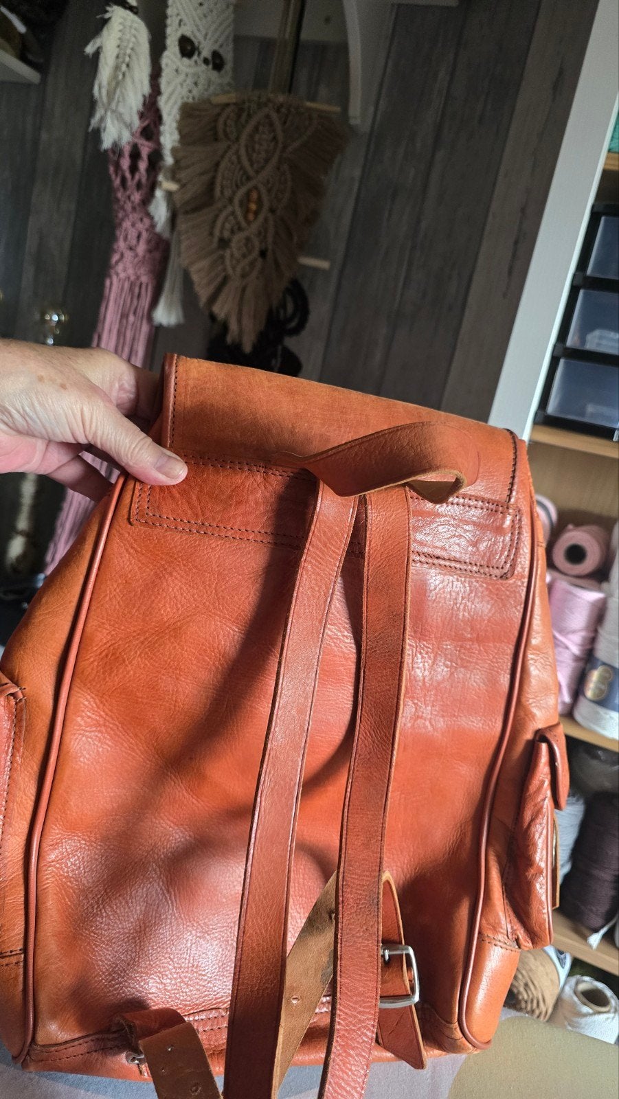 leren rugtas, 40 tot 60 cm, 30 cm of meer, Bruin, Minder dan 35 cm