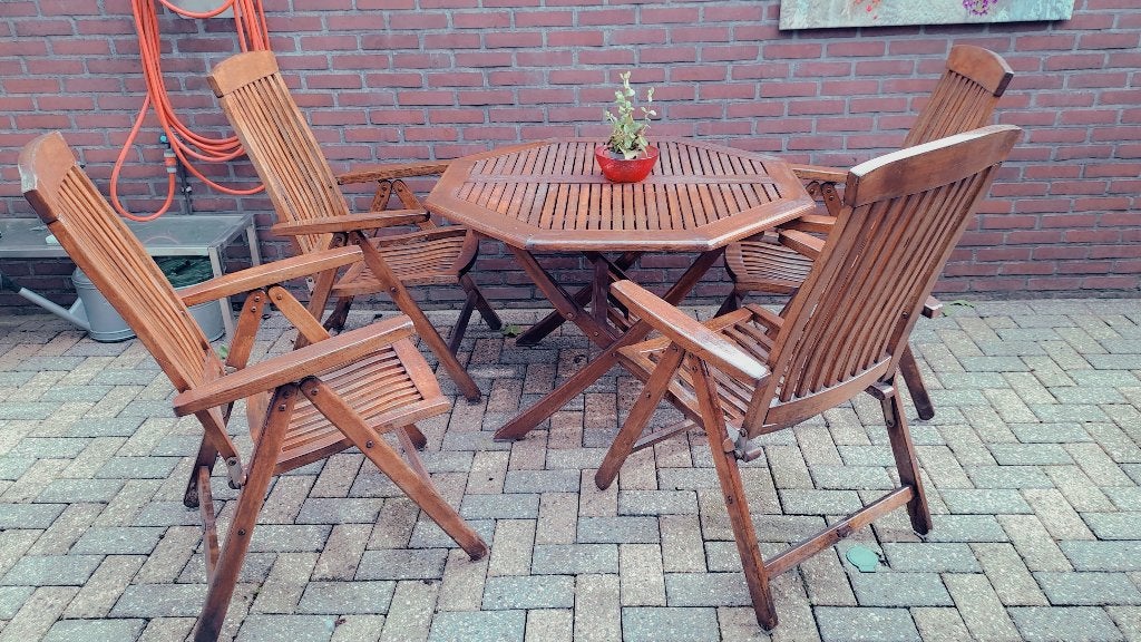 hard houten tuinset, Tuin en Terras, Tuinsets en Loungesets, 4 zitplaatsen, Hardhout, Ophalen of Verzenden, Zo goed als nieuw
