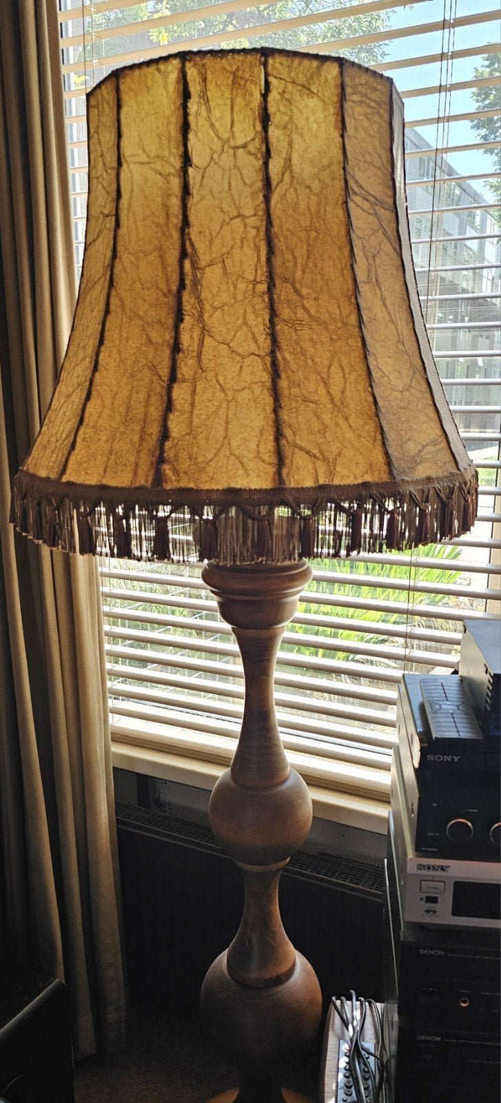Vintage lamp met leren kap jaren '70, Ophalen