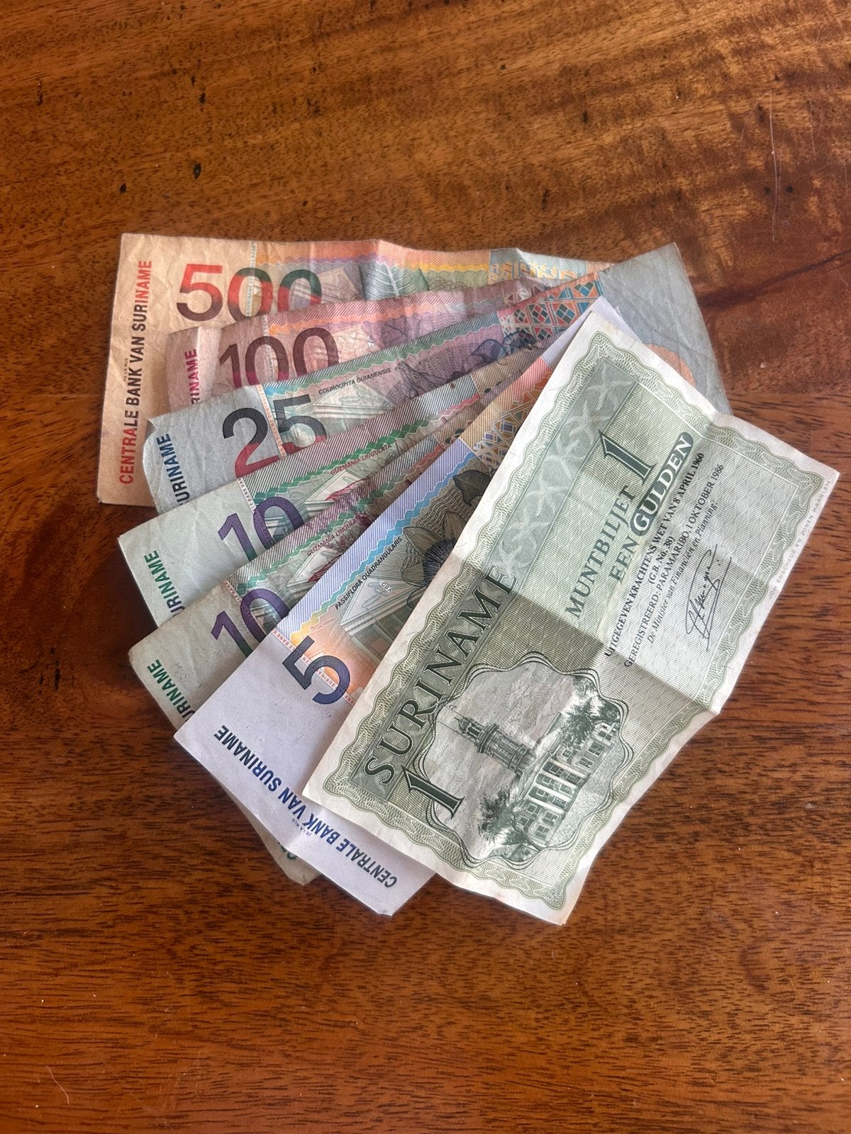 Set oude Surinaamse gulden bankbiljetten – 8 stuks, Ophalen of Verzenden, Nederland, Bankbiljetten