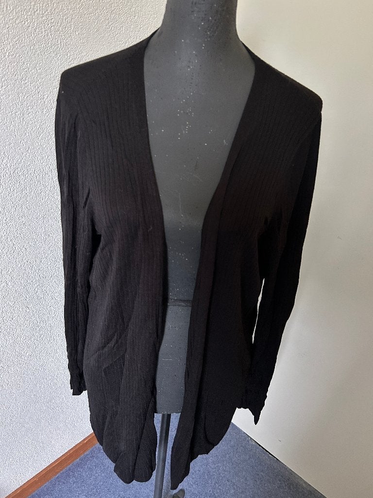 Zwart rib vestje H&M mt L z.g.a.n., H&M, Zwart, Maat 42/44 (L), Ophalen of Verzenden