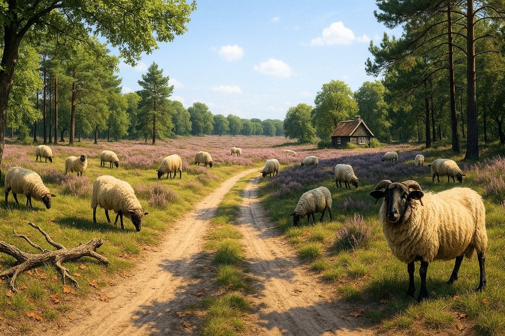 Borduurpatroon: Schapen op de hei, Zwolle, Patroon, Verzenden, Eindeloos Borduren