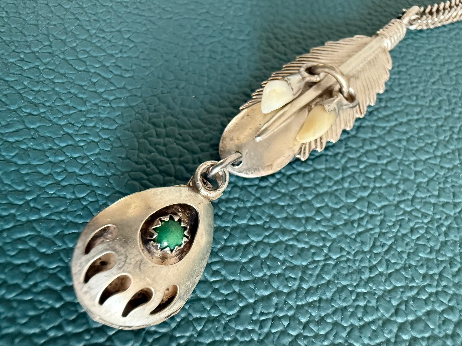 Y002/Oude Vintage Zilveren NAVAJO American Native ketting, Gebruikt, Verzenden, X, Groen
