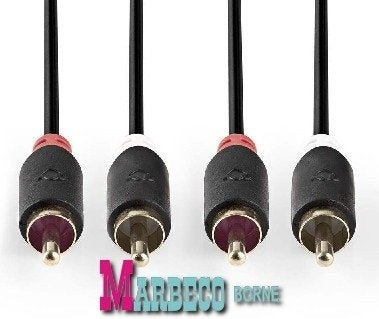 Stereo audiokabel, RCA male - RCA male, 10 m, 24K Verguld, 10 meter of meer, Nedis, Nieuw, Info@marbeco.nl