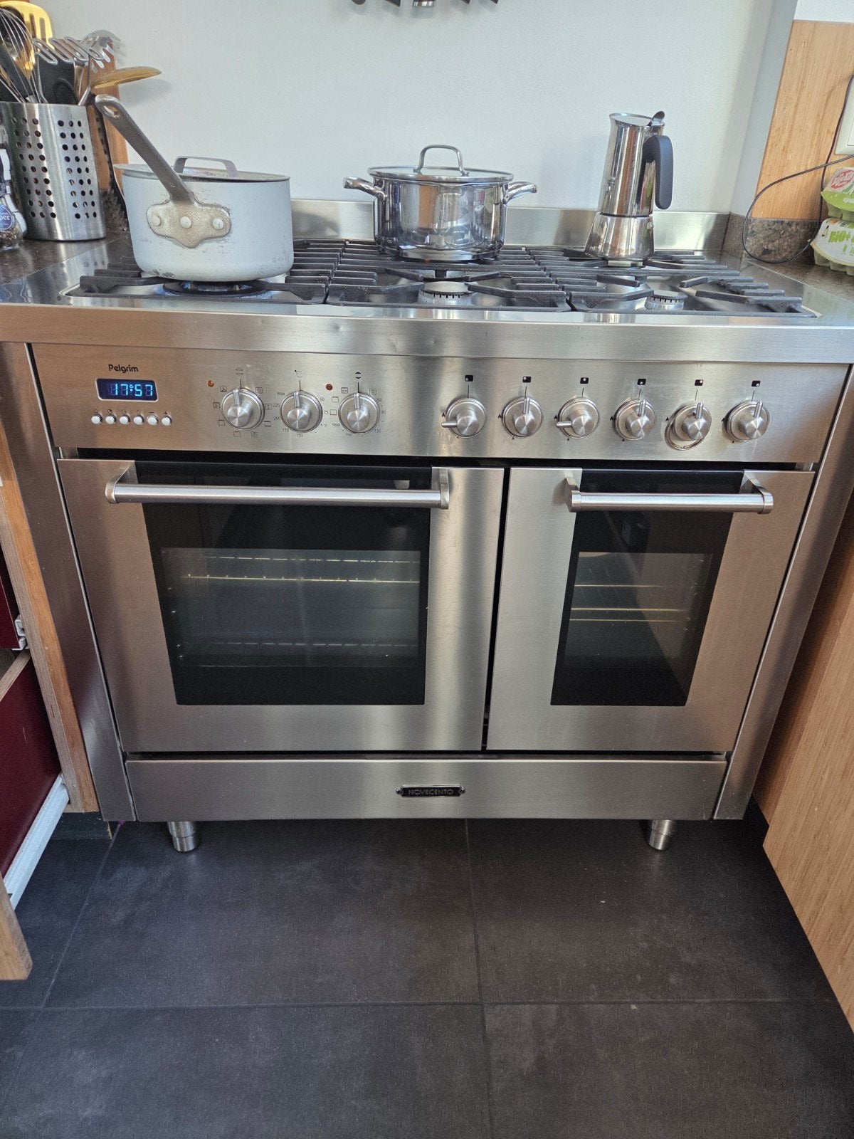Pelgrim Novecento RVS 105 cm gasfornuis met 2 ovens, Ophalen, Gebruikt, 60 cm of meer, Gas