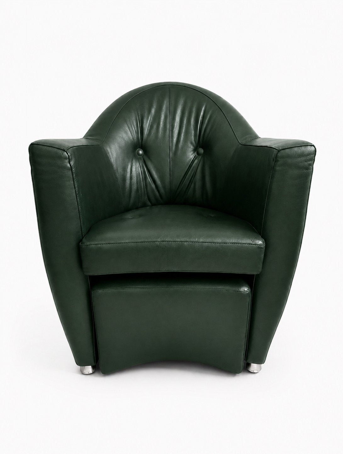 Leolux Carabita met hocker donkergroen leer, Ophalen, Zo goed als nieuw, Leolux, 50 tot 75 cm