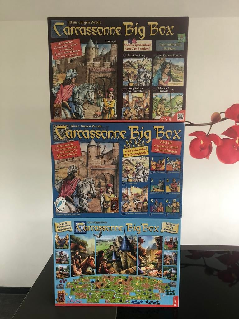 Carcassonne Big Boxen - VERLAAGDE prijzen, Hobby en Vrije tijd, Gezelschapsspellen | Bordspellen, Ophalen of Verzenden, Zo goed als nieuw