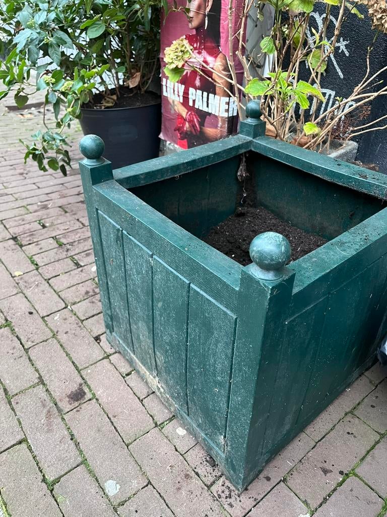 Versailles stijl orangerie bloembak donkergroen houtlook, Kunststof, Gebruikt, Minder dan 60 cm, Vierkant