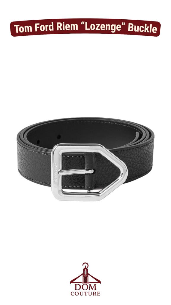 Tom Ford Riem “Lozenge Buckle” zwart leer + alle toebehoren, Ophalen of Verzenden, Zwart, 95 tot 105 cm, Echt leder