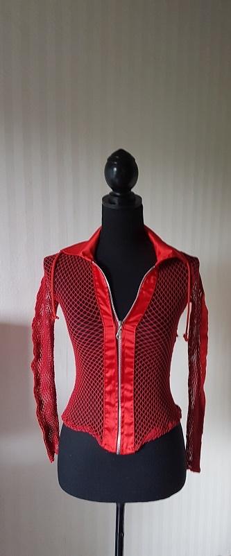 Stoer rood gehaakt net vestje, heel apart. Maat 34/36, Verzenden, Gedragen, Maat 34 (XS) of kleiner, Rood