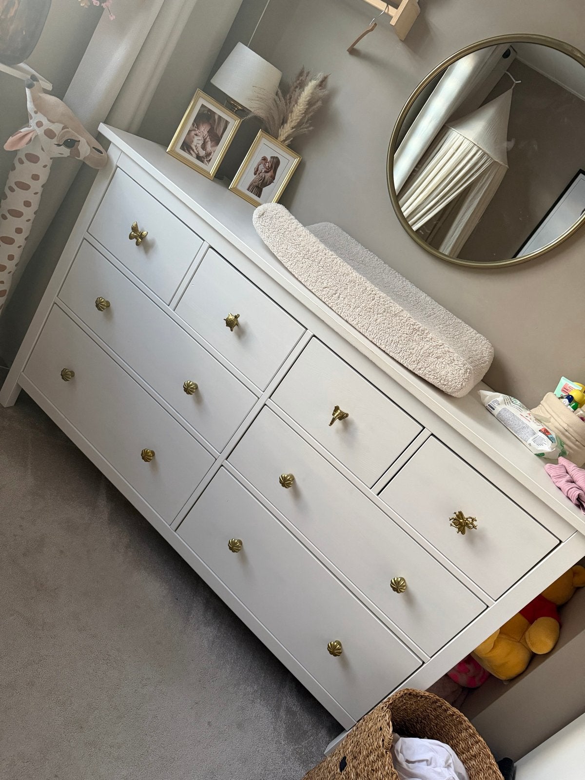 IKEA Hemnes Commode Kast - Wit met Gouden Knoppen, Ophalen, 50 tot 70 cm, 100 cm of meer, Zo goed als nieuw