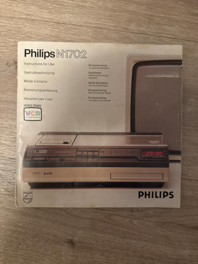 Philips N1702 VCR Gebruiksaanwijzing - Vintage Handleiding, Ophalen of Verzenden, Gebruikt, Overige typen