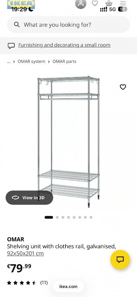 2x IKEA OMAR kledingrek, Ophalen, 200 cm of meer, Met plank(en), 50 tot 100 cm