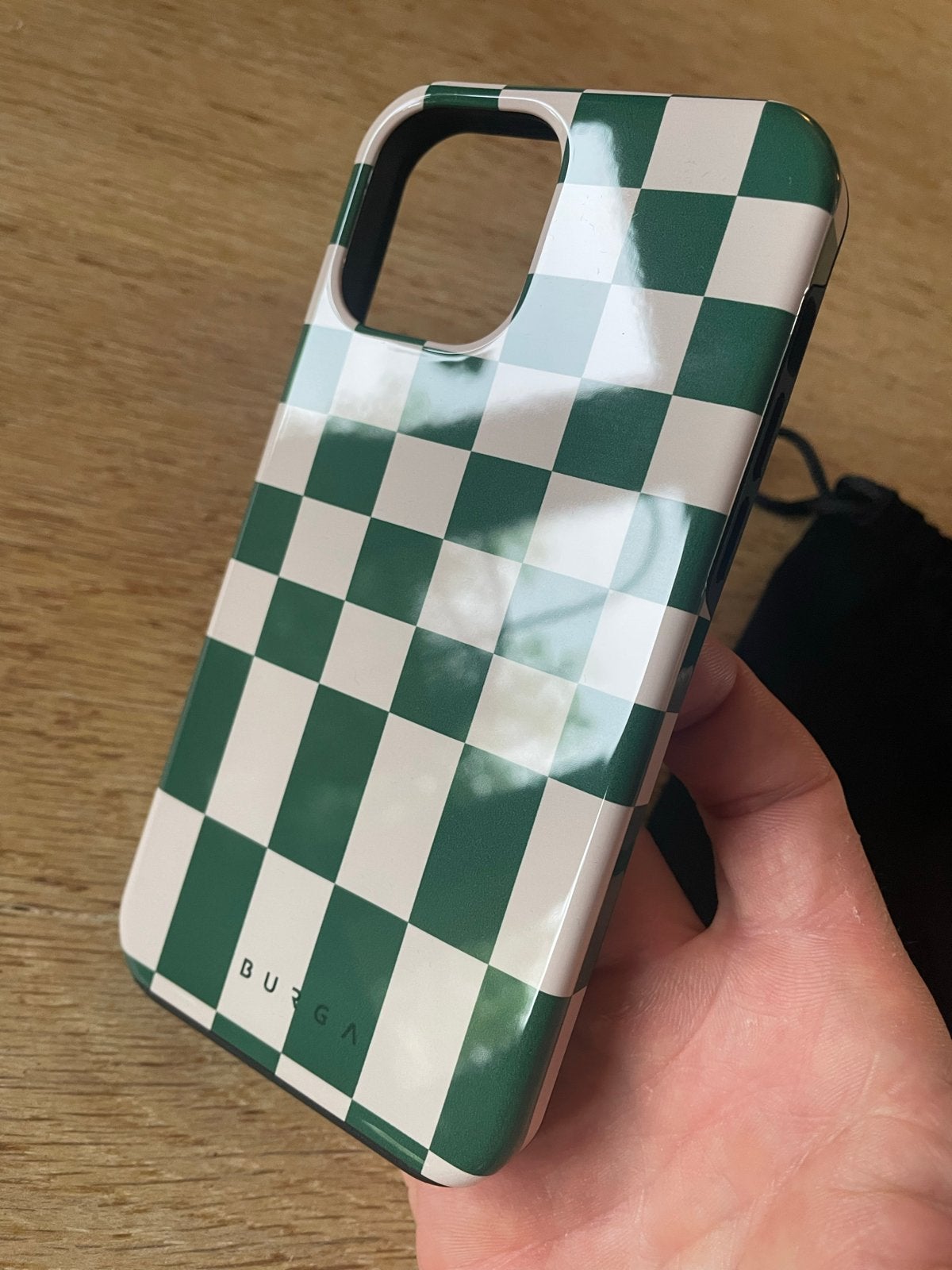 Burga Hoesje voor iPhone 12 - Groen/Wit Geruit, Kunststof, Hoesje of Tasje, Ophalen of Verzenden, IPhone 12