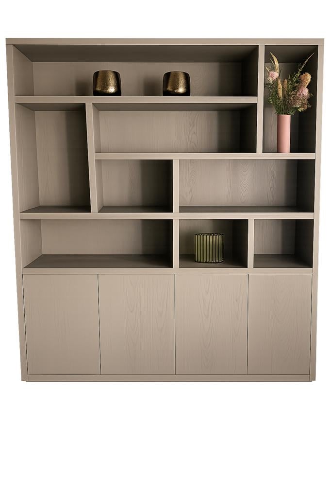 Goossens Barcelona kast taupe - Zo goed als nieuw, 200 cm of meer, 150 tot 200 cm, Ophalen of Verzenden, Zo goed als nieuw