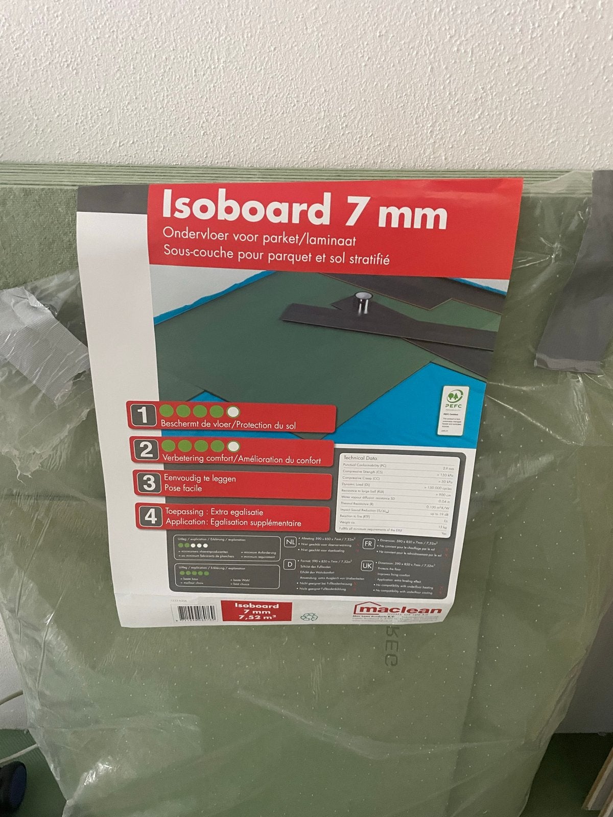 Isoboard 7 mm ondervloer voor parket/laminaat, Overige materialen, 30 cm of meer, Overige typen, Nieuw