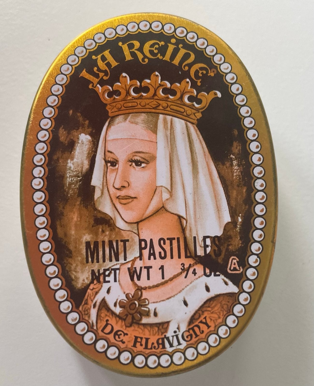 Vintage La Reine De Flavigny Mint Pastilles blikje, Ophalen of Verzenden, Gebruikt, Overige, Overige merken