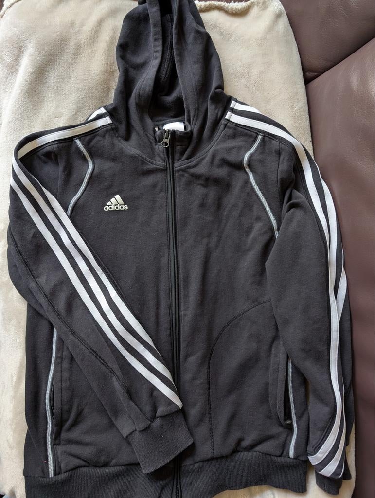 Adidas trainingsjack zwart maat152, Ophalen of Verzenden, Zo goed als nieuw, Zwart