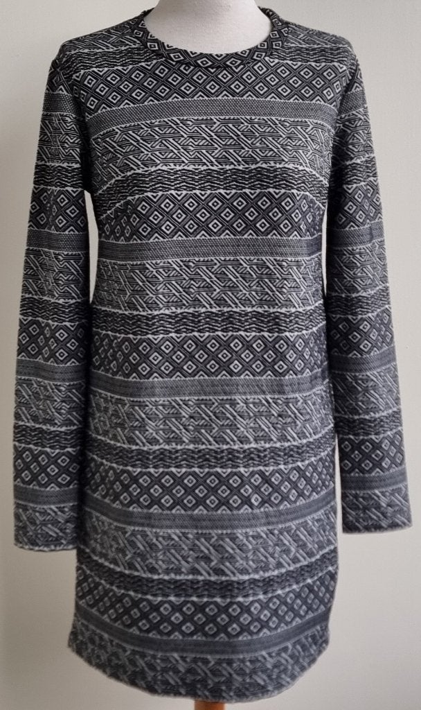 Jacqueline de Yong zwart/grijs jurkje mt. M, Maat 38/40 (M), Zwart, Ophalen of Verzenden, Zo goed als nieuw